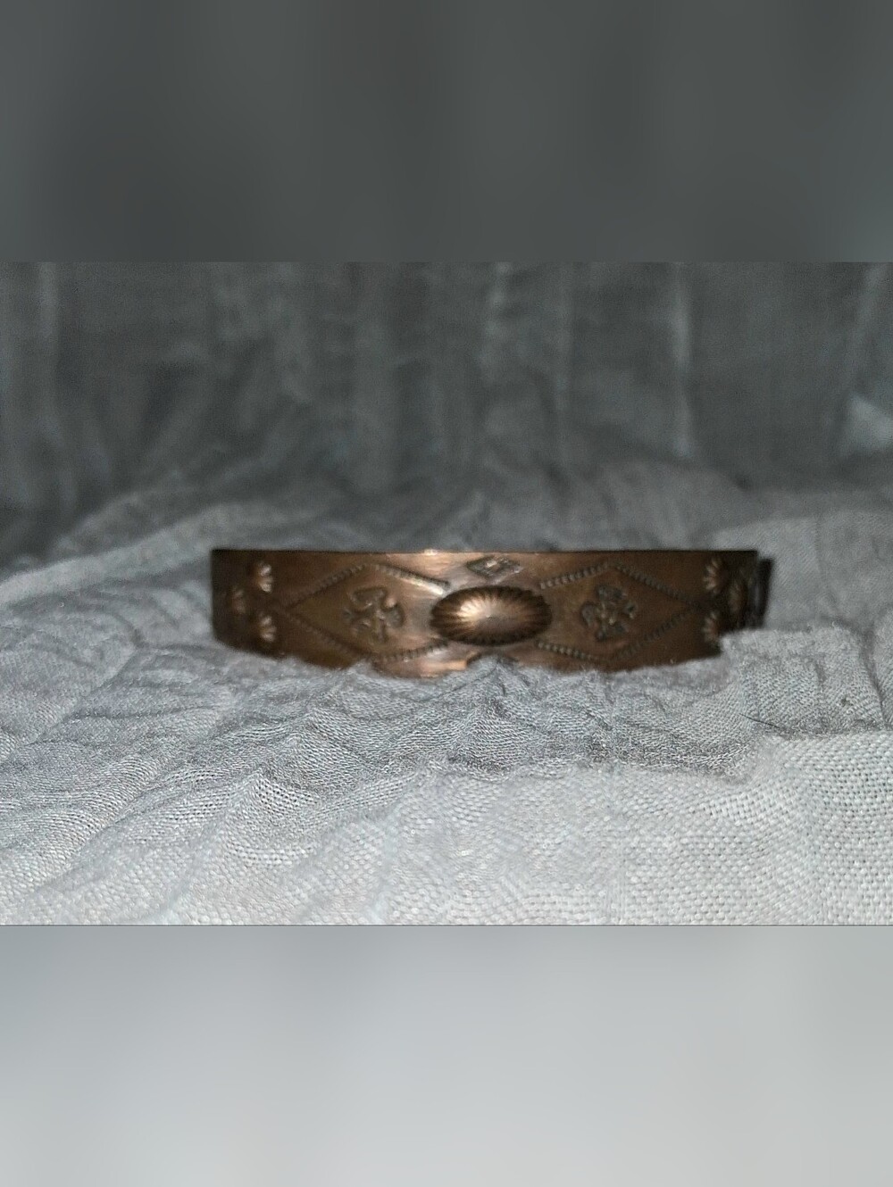 Vintage Native American Cuff Bracelet Handmade Bell Copper